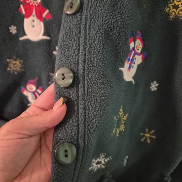 Snowman Embroidered Fleece Cardigan - Picture 5 of 5